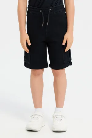 Boys Black Denim Short With Cargo Pocket