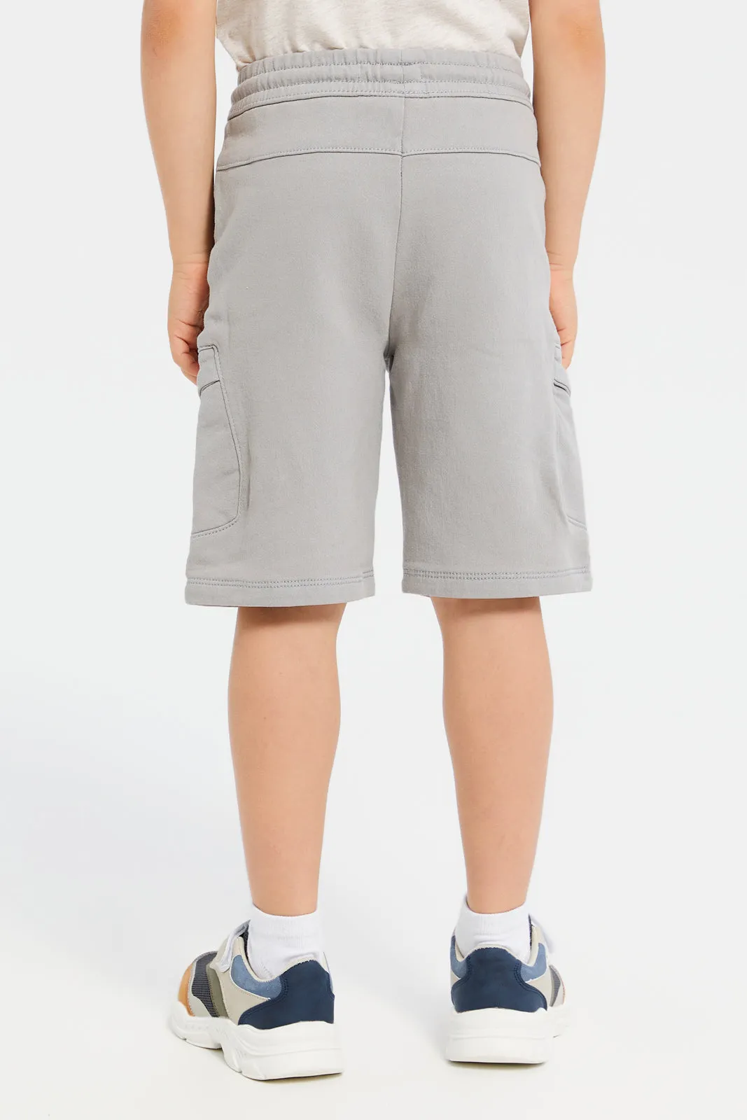 Boys Grey Denim Short With Cargo Pocket