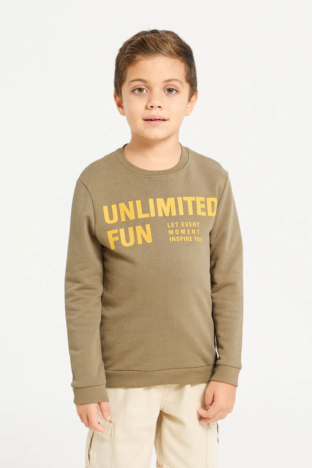 Boys Mustard And Olive Sweatshirt Set (2 Piece)