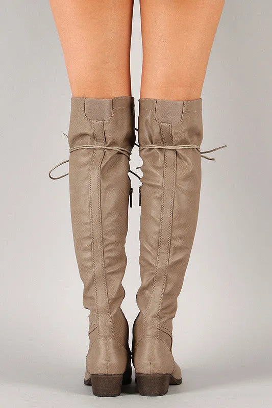 Breckelle Combat Lace Up Over-The-Knee Boots