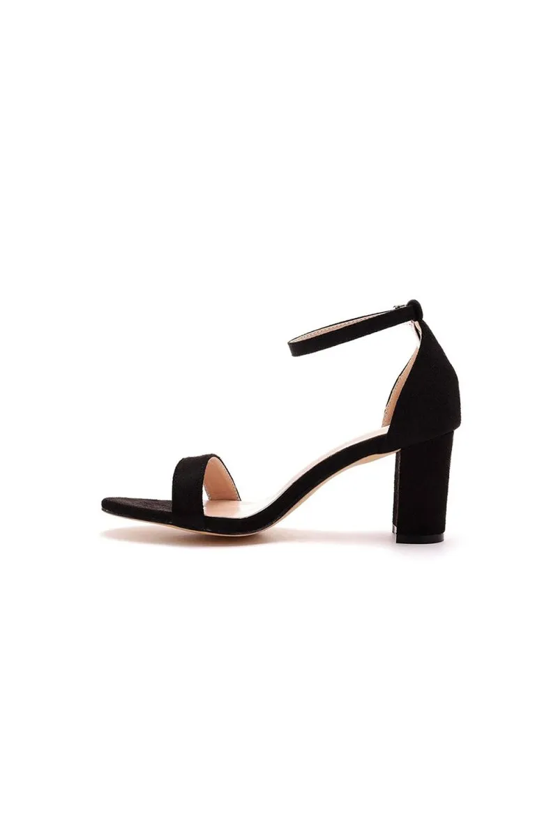 Brief Open Toe ONE-STRAP Buckle Chunky Heel Sandals