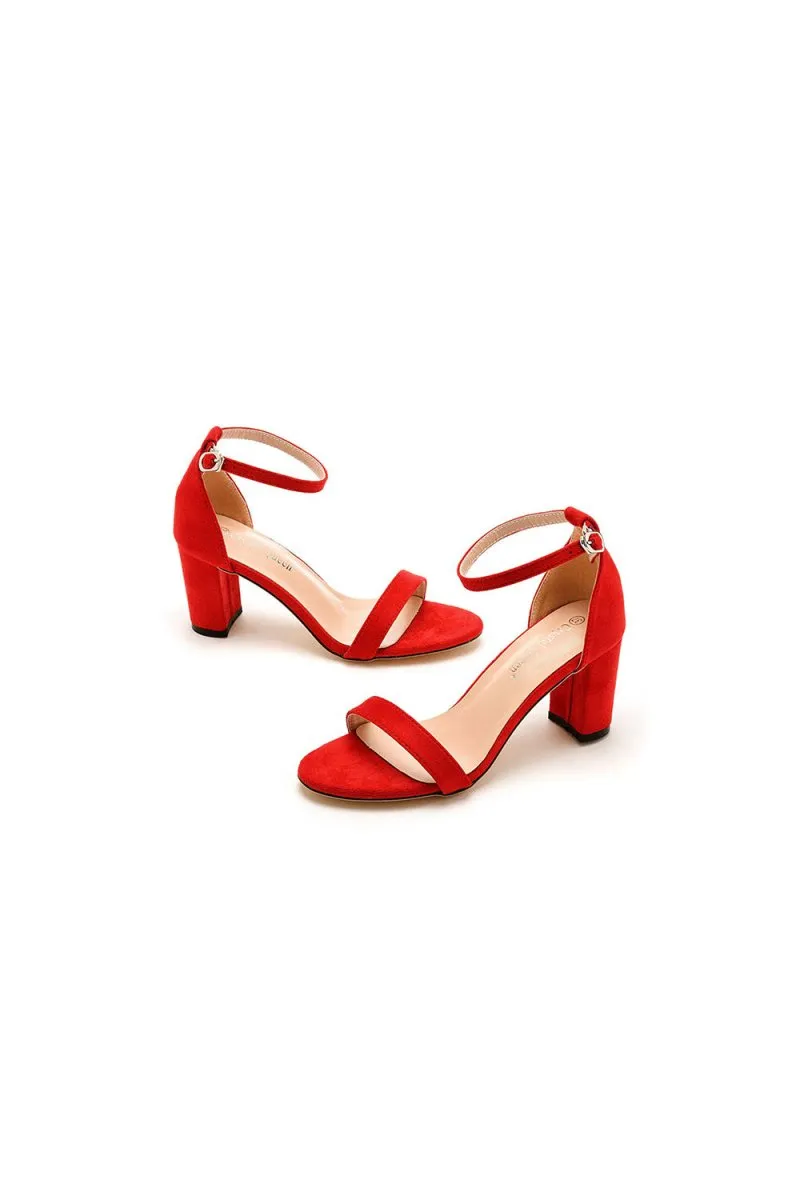 Brief Open Toe ONE-STRAP Buckle Chunky Heel Sandals