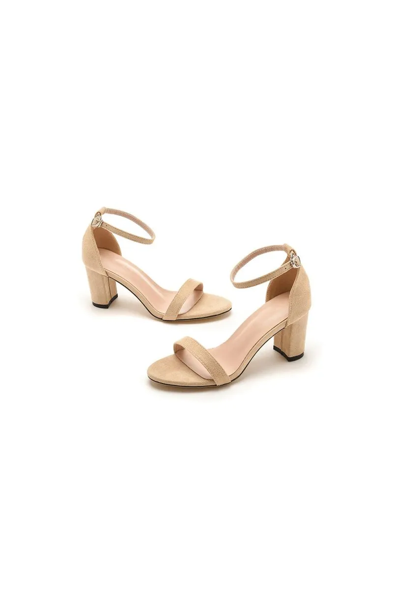 Brief Open Toe ONE-STRAP Buckle Chunky Heel Sandals