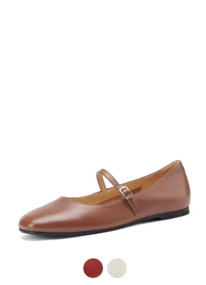 Brindy Women's Round Toe Genuine Leather Flat