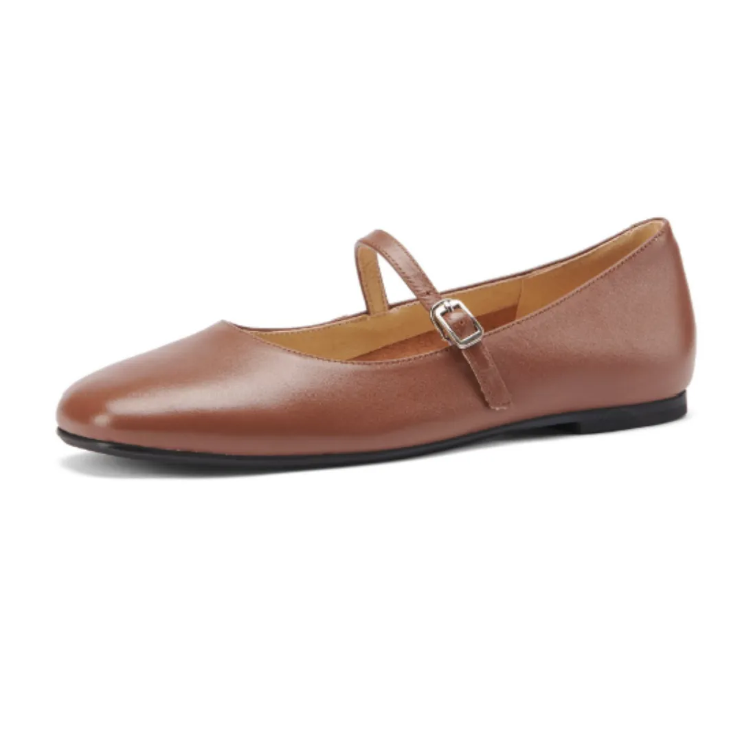 Brindy Women's Round Toe Genuine Leather Flat