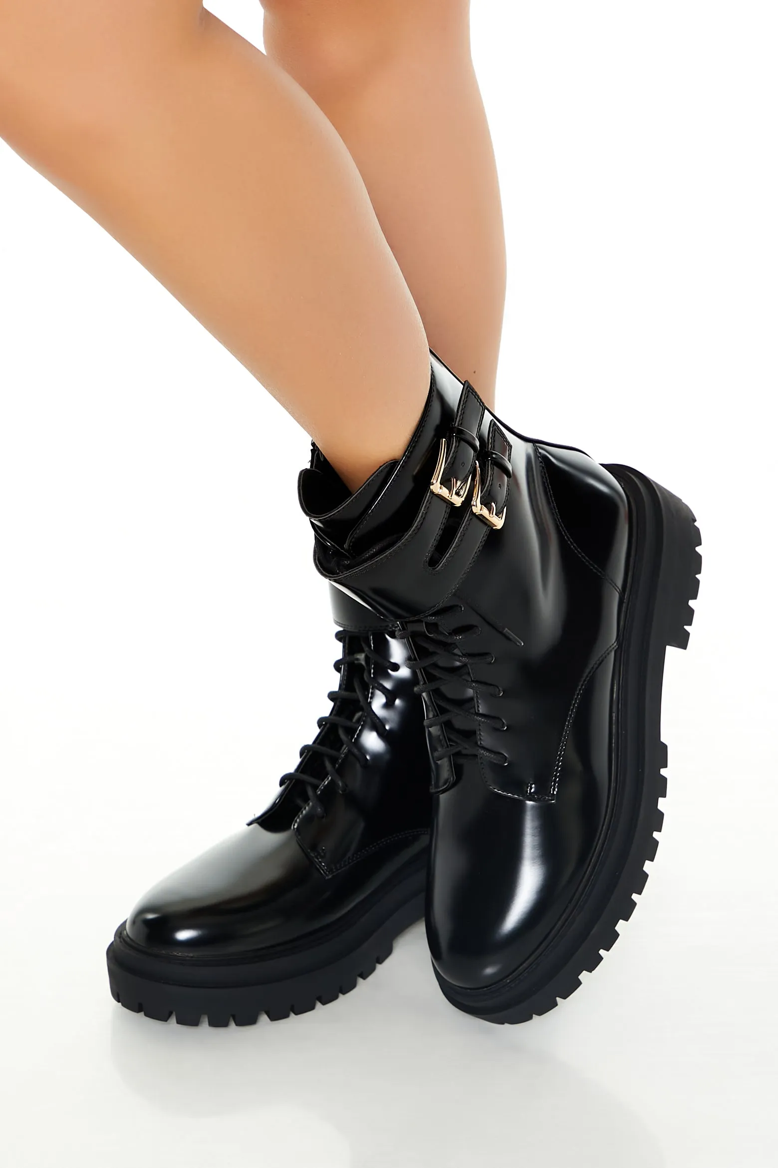 Buckled Lug-Sole Combat Booties