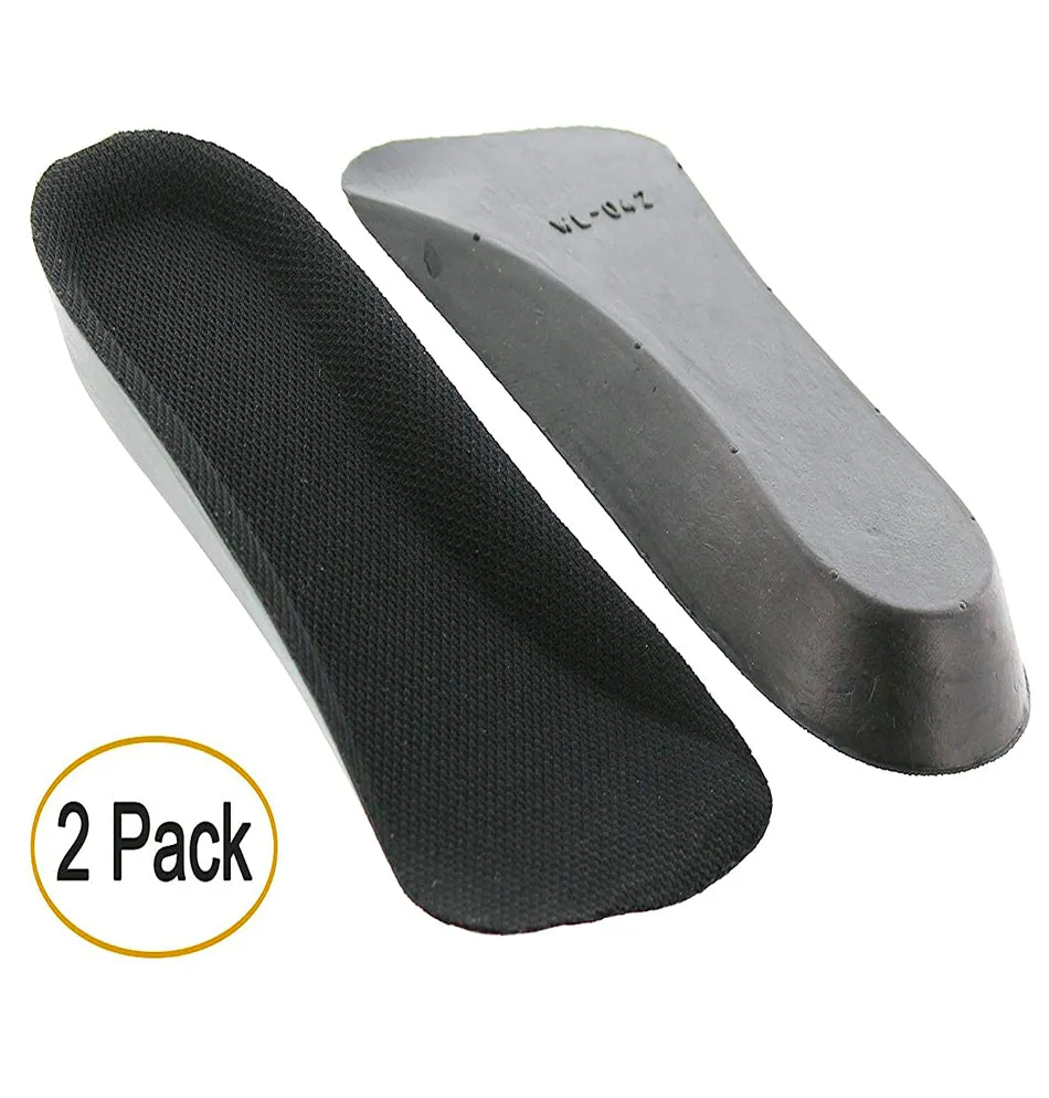 CALTO Height Increase Half Elevator Insole for Men - 1/2 Inch Taller Heel Lift Insert (2 Pack) Black