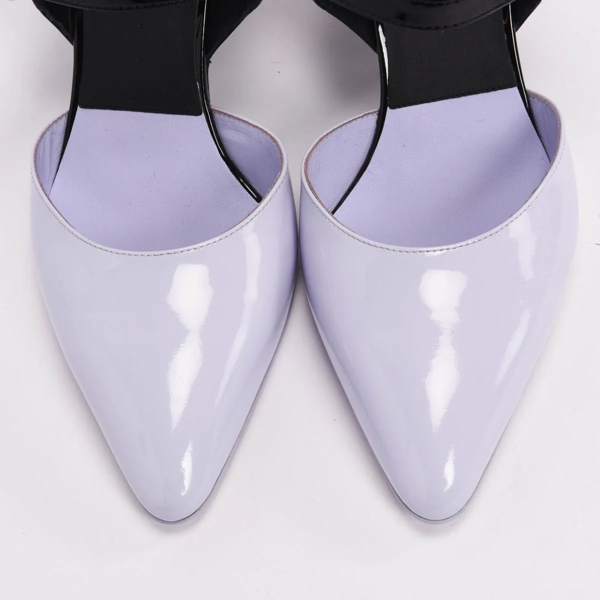 Chanel Black & Lilac Patent CC Mary Jane Pumps 38.5