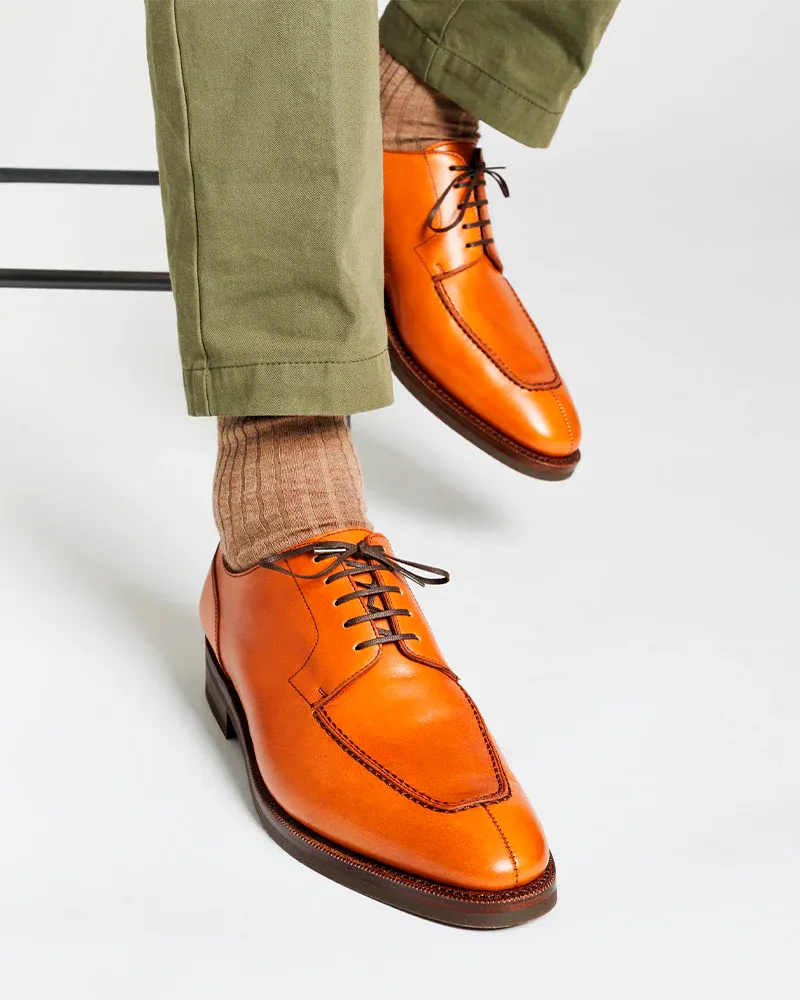 Cognac Calf Norwegian Split Toe Shoe