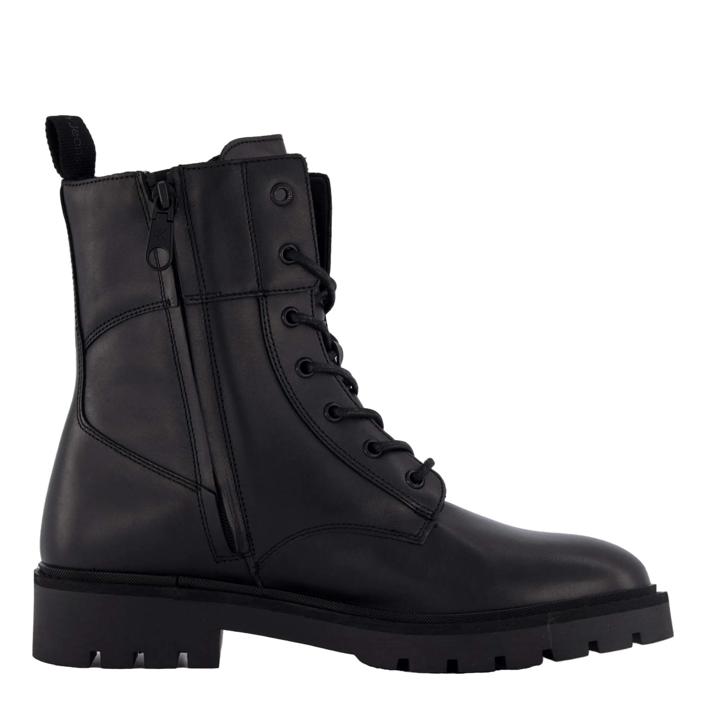 Combat Boot Mid Zip Lth In Cal Triple Black