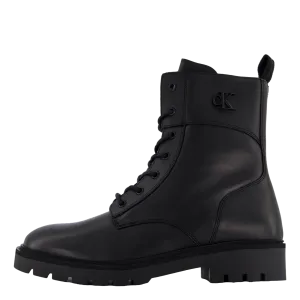 Combat Boot Mid Zip Lth In Cal Triple Black