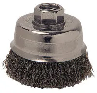 Crimped Wire Cup Brush, 6 in Dia., 5/8-11 UNC Arbor, Bronze Wire