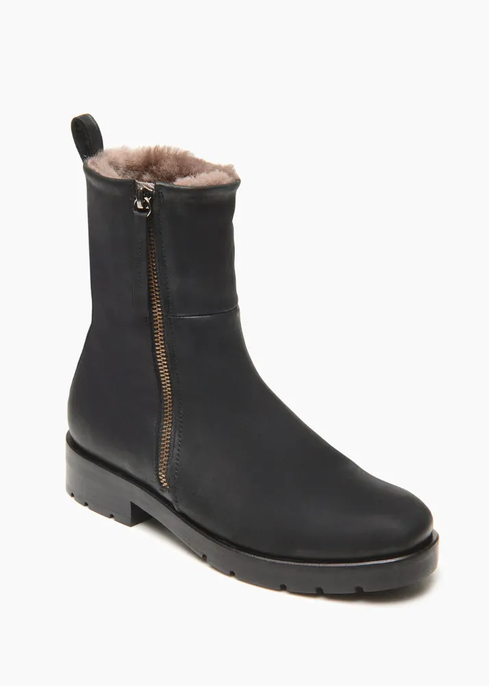 Darbette Leather Shearling Boot - Ringo Black