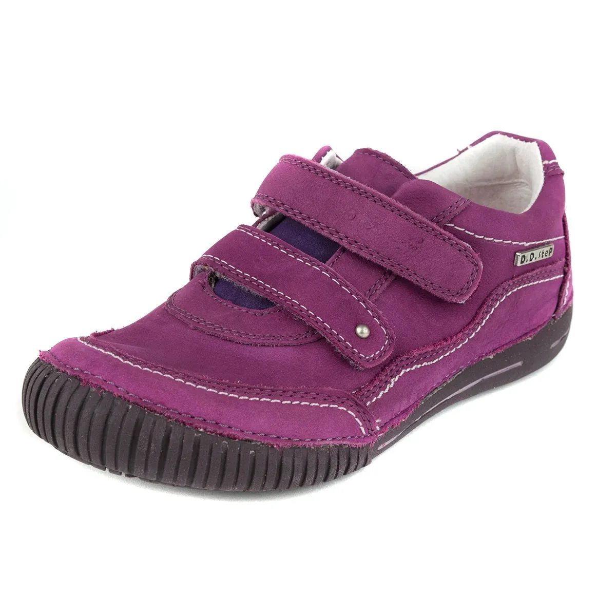 D.D. Step Big Kid Girl Double Strap Shoes Purple - Supportive Leather From Europe Kids Orthopedic