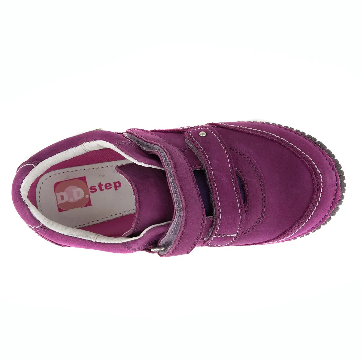 D.D. Step Big Kid Girl Double Strap Shoes Purple - Supportive Leather From Europe Kids Orthopedic