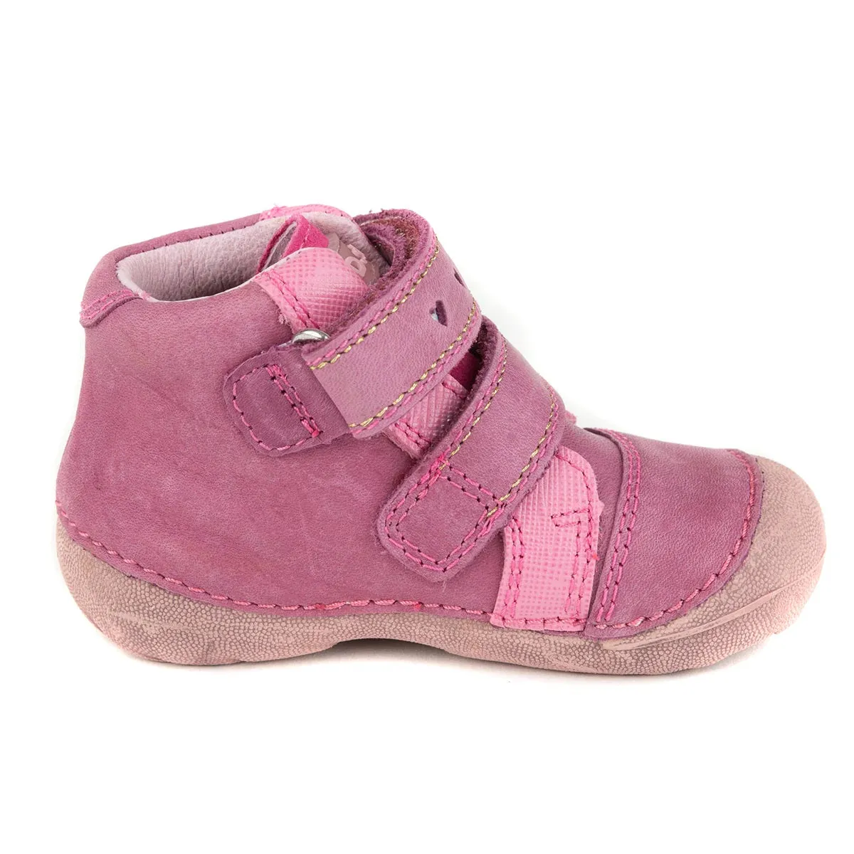 D.D. Step Dark Pink Leather First Walker Shoes - Supportive From Europe Kids Orthopedic