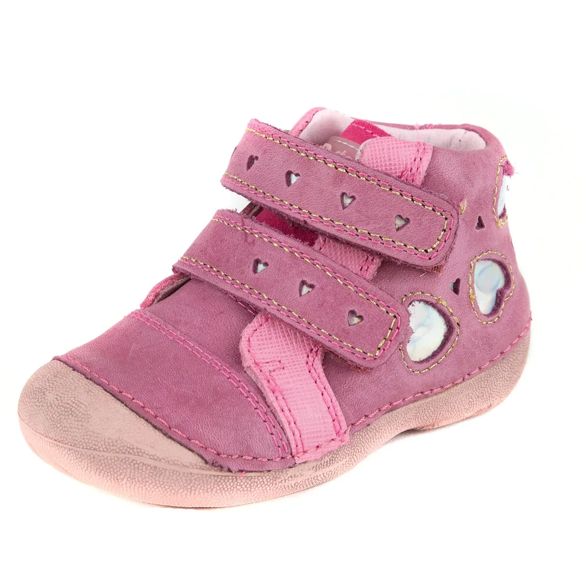 D.D. Step Dark Pink Leather First Walker Shoes - Supportive From Europe Kids Orthopedic