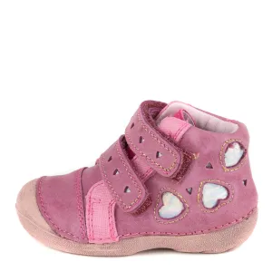 D.D. Step Dark Pink Leather First Walker Shoes - Supportive From Europe Kids Orthopedic