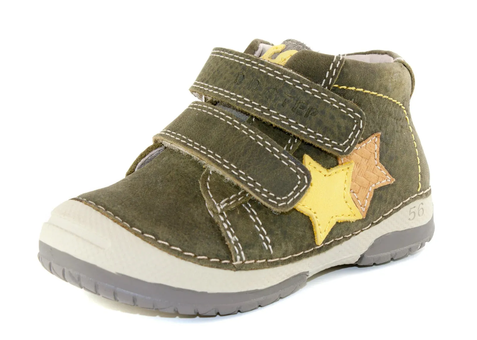 D.D. Step Toddler Boy Shoes Khaki With Yellow And Orange Star - Supportive Leather From Europe Kids Orthopedic