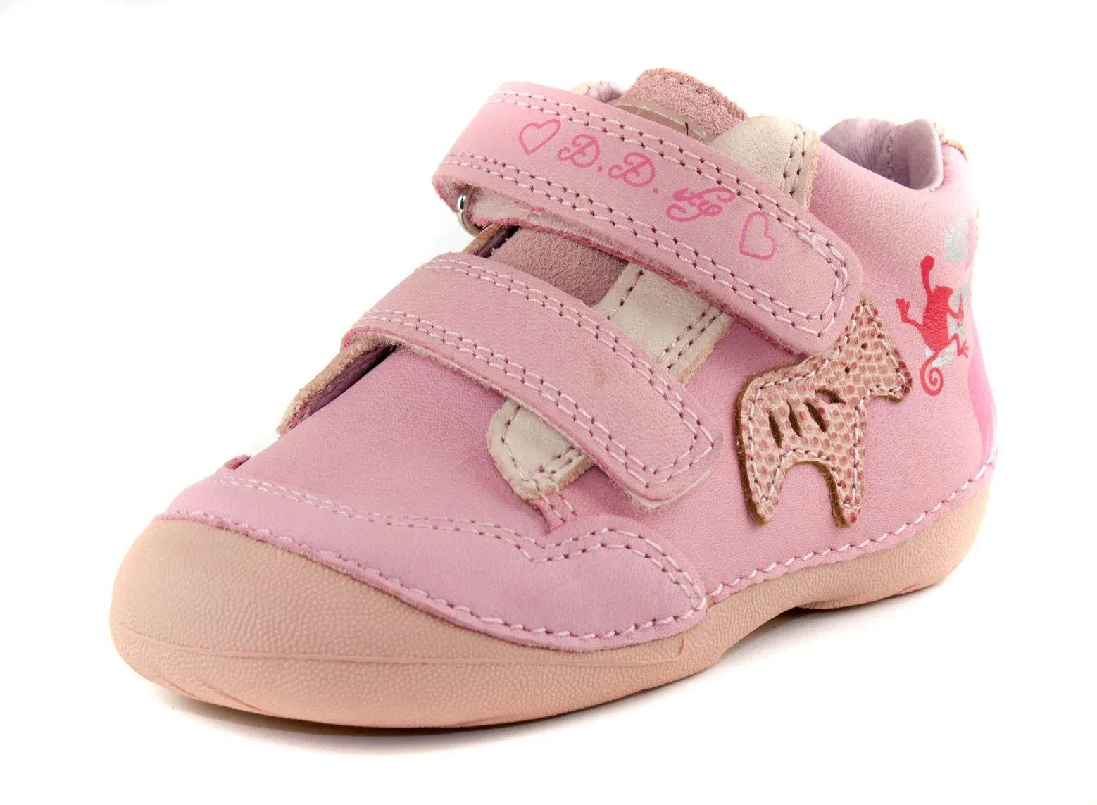 D.D. Step Toddler Girl Shoes Light Pink Africa Theme - Supportive Leather From Europe Kids Orthopedic