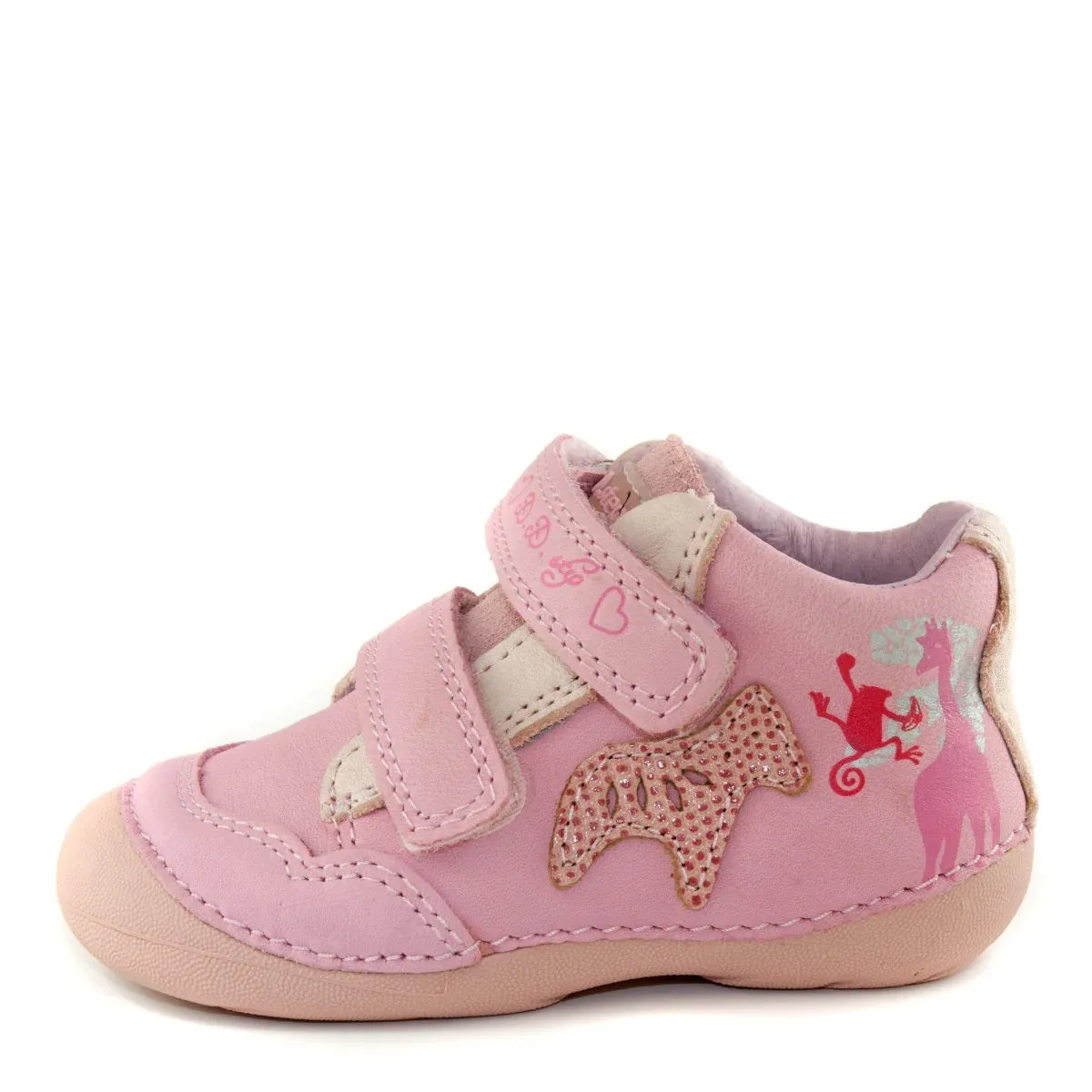 D.D. Step Toddler Girl Shoes Light Pink Africa Theme - Supportive Leather From Europe Kids Orthopedic