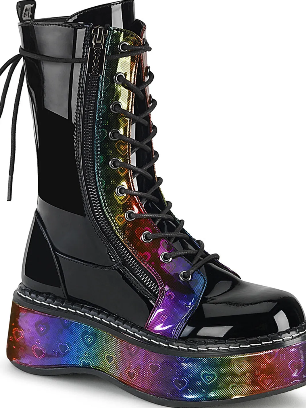 DEMONIA EMILY-350 - BLACK PATENT RAINBOW ✰ PRE ORDER ✰