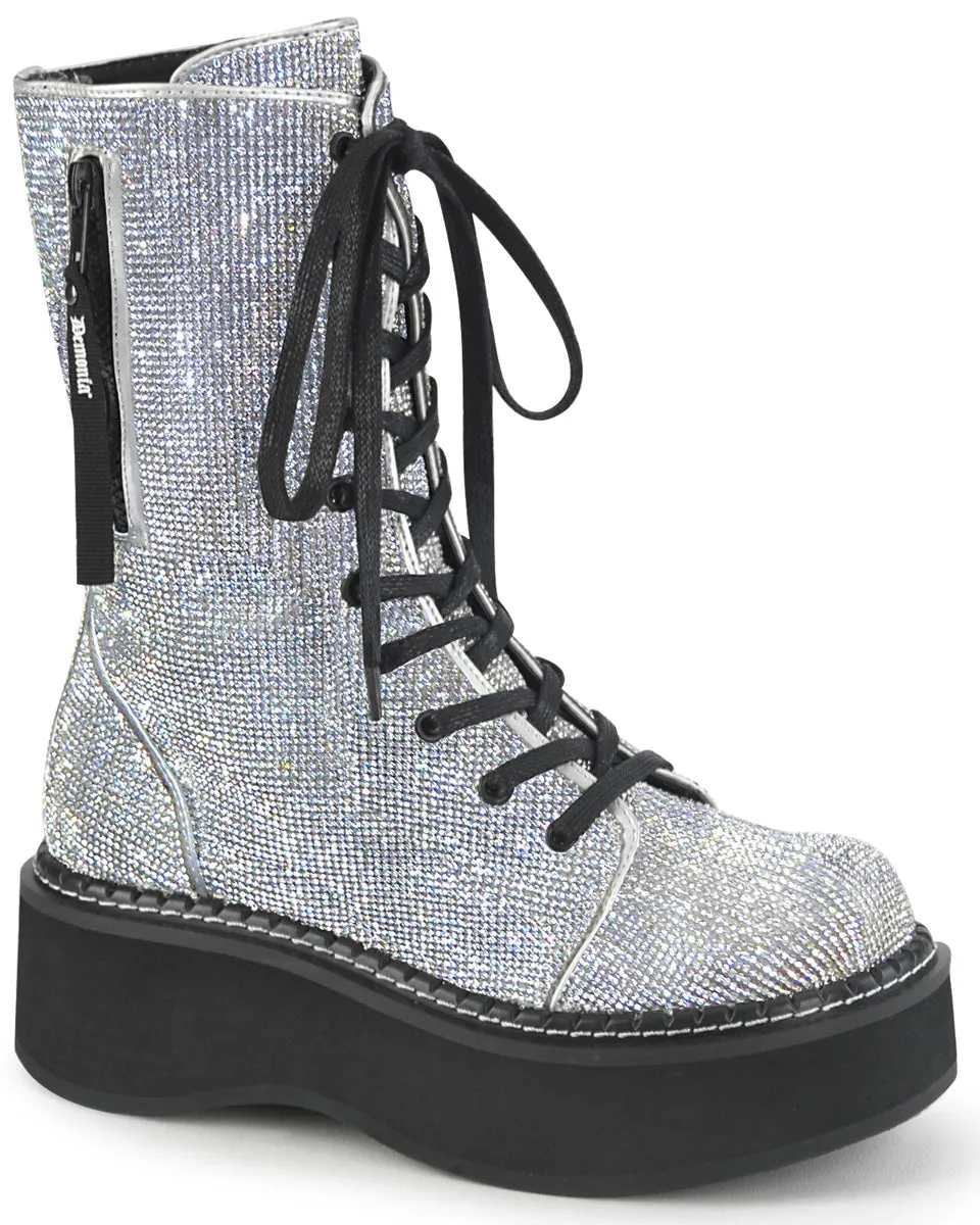 Demonia Emily Rhinestone Combat Boots