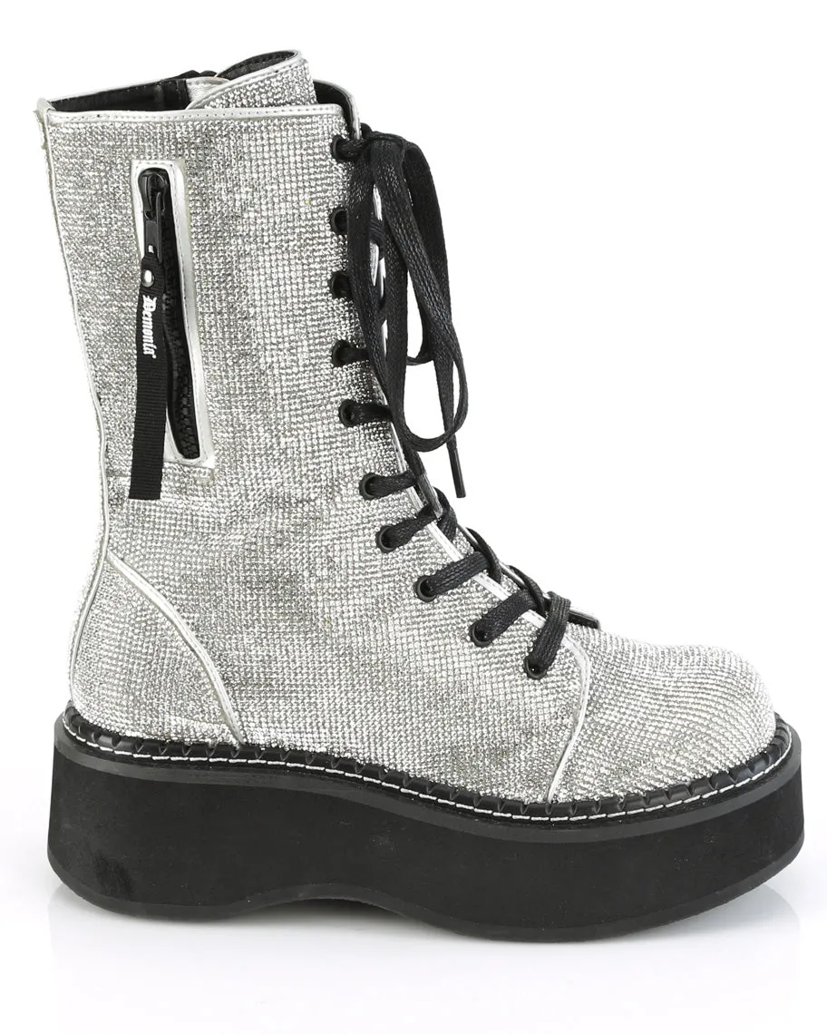 Demonia Emily Rhinestone Combat Boots