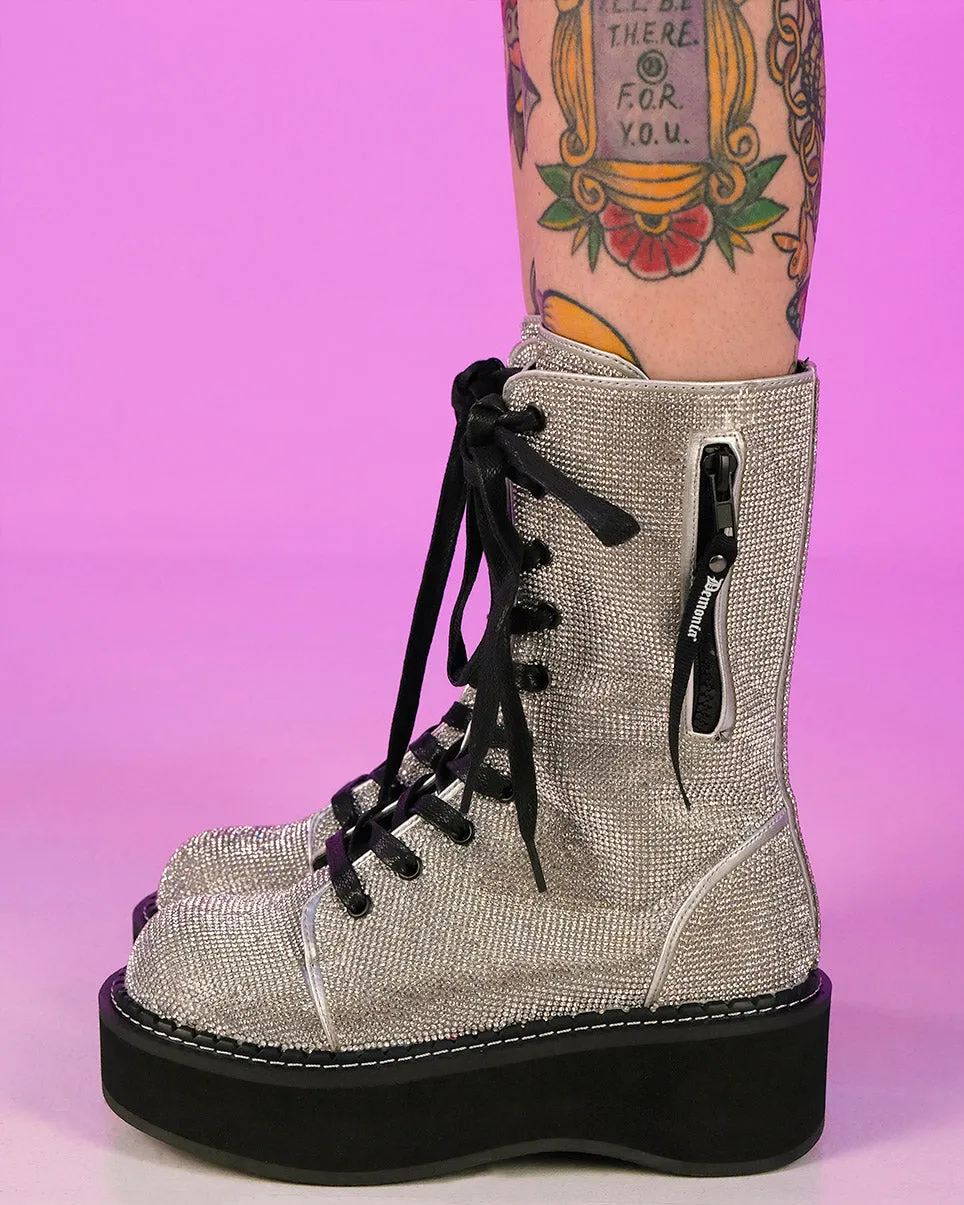 Demonia Emily Rhinestone Combat Boots