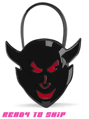 DEMONIA PATENT DEVIL HEAD HANDBAG