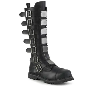 Demonia RIOT-21MP | Black Vegan Leather Combat Boots