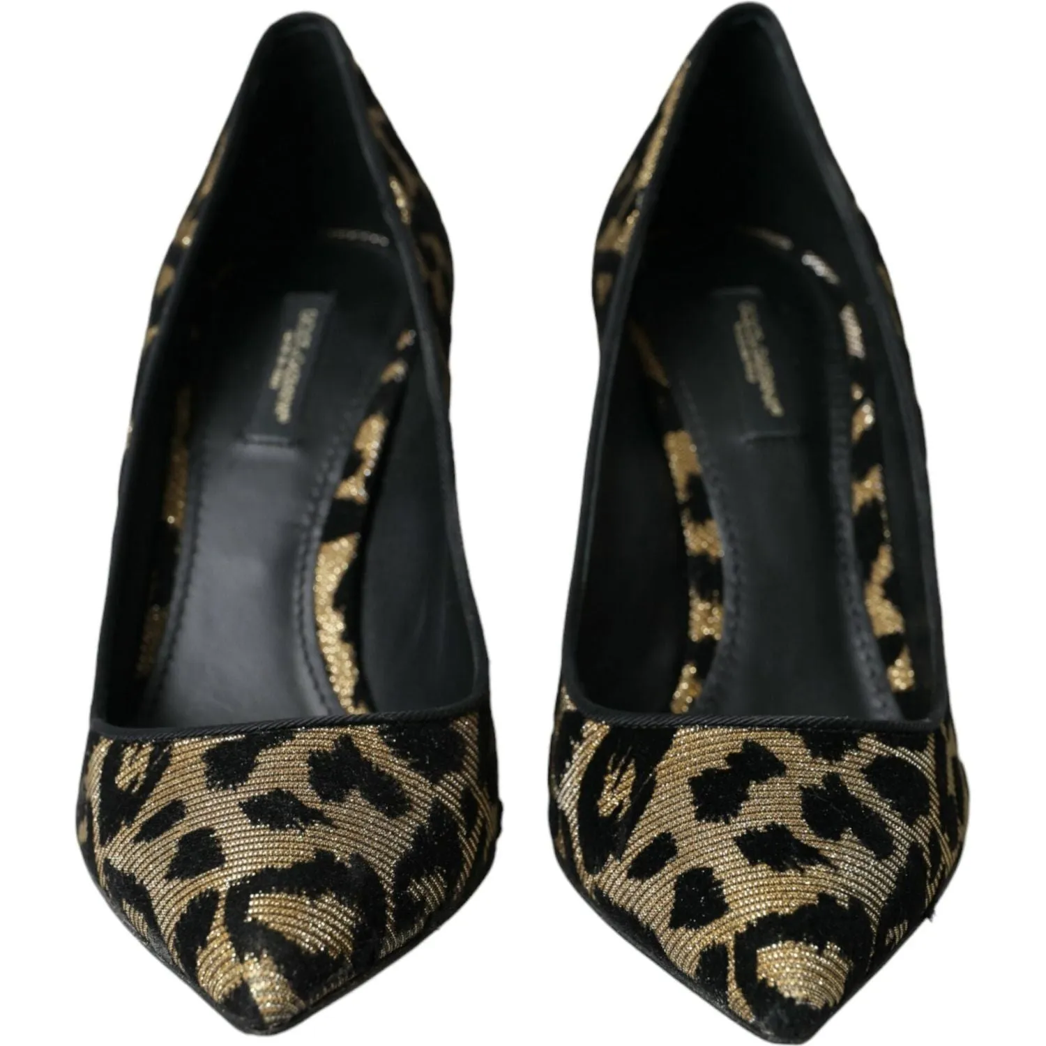 Dolce & Gabbana Black Gold Leopard Lurex Heels Pumps Shoes