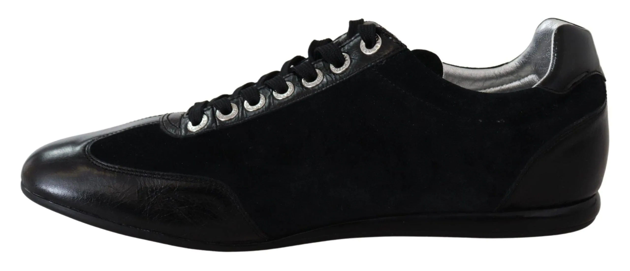 Dolce & Gabbana Black Logo Leather Casual Mens Scarpe Sneakers