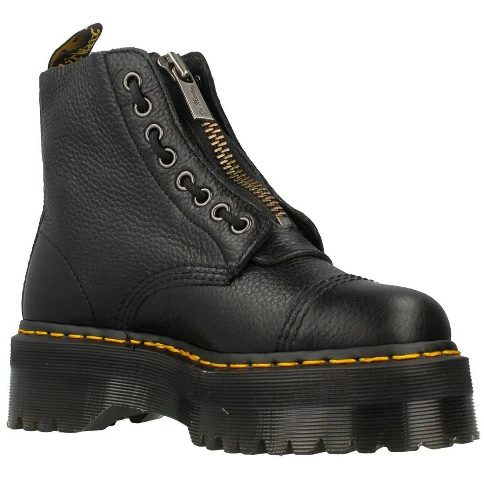 Dr. Martens Sinclair Black Womens Nappa Leather Platform Combat Boots - UK 6