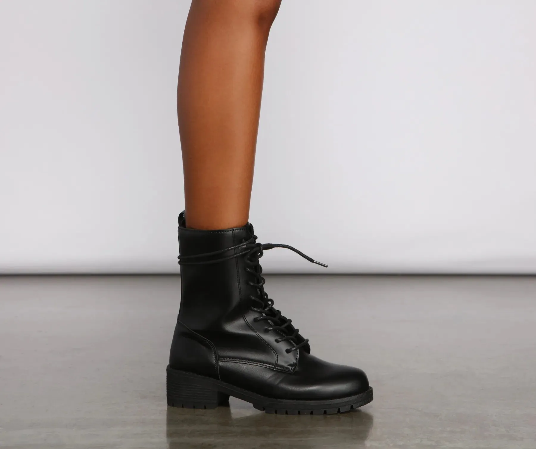 Elevated Basic Faux Leather Combat Booties