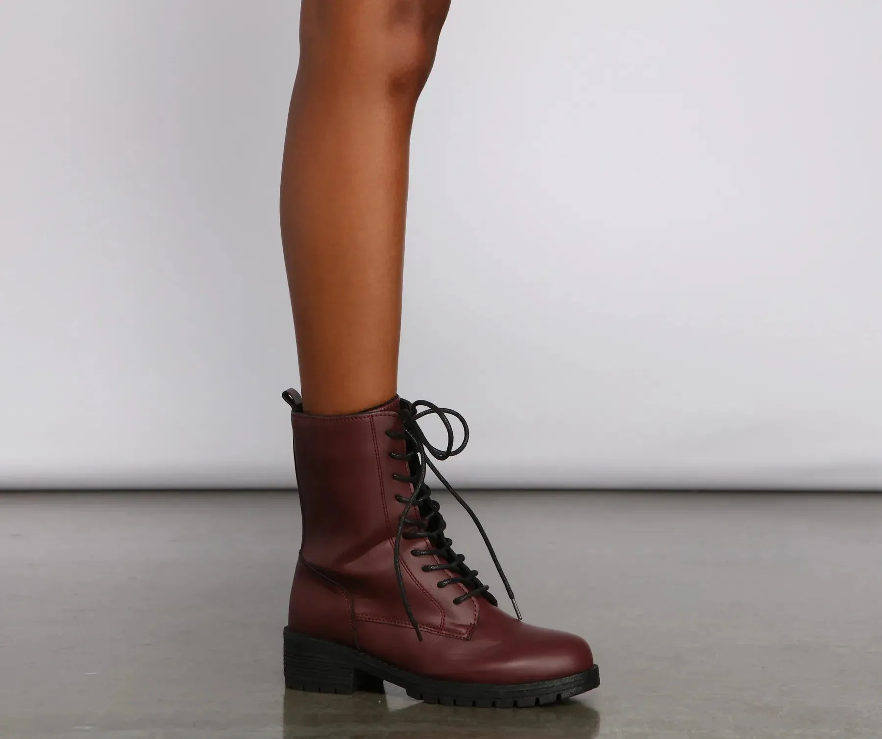 Elevated Basic Faux Leather Combat Booties