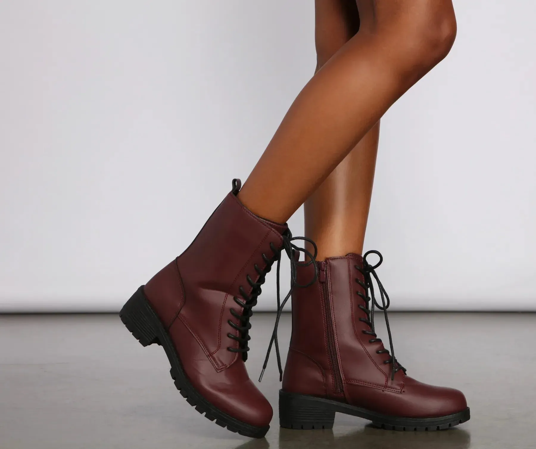 Elevated Basic Faux Leather Combat Booties