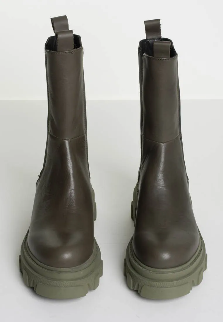 Ella Cactus Leather Combat Boots