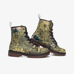 Faded Bloom - Floral Print Combat Boots