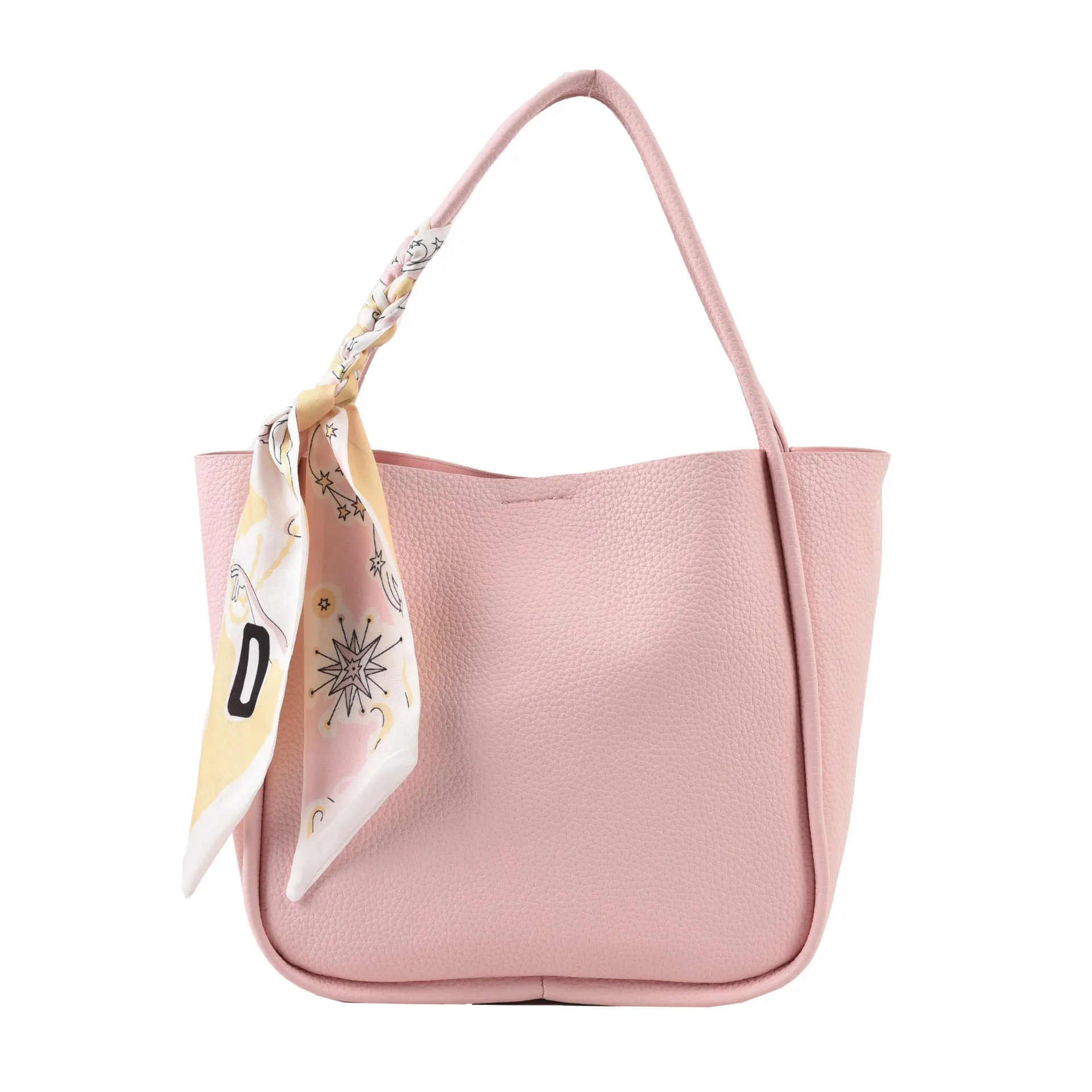 Fashionable Lychee Pattern Hand-Held Shoulder Bag New Simple Silk Scarf Bag All-Match Child Mother Bag Messenger Female Bag