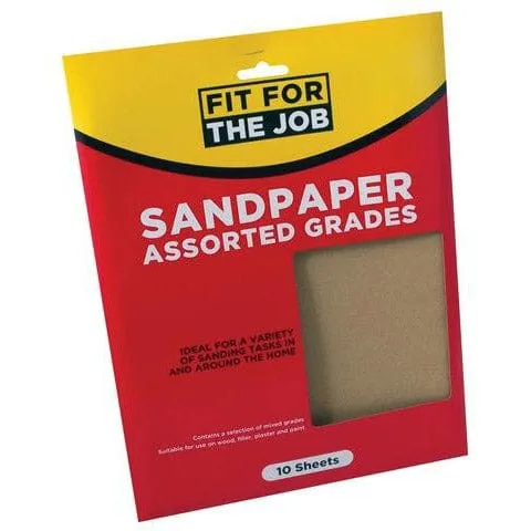 FFJ 10 Pack Of Sandpaper Sanding Sheets Assorted Grit