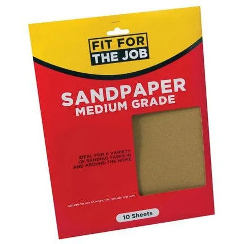 FFJ 10 Pack Of Sandpaper Sanding Sheets Medium Grade