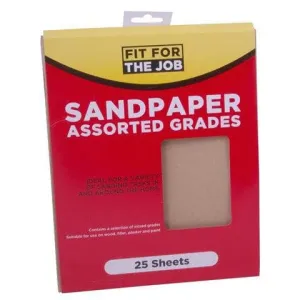 FFJ 25 Pack Of Sandpaper Sanding Sheets Assorted Grit