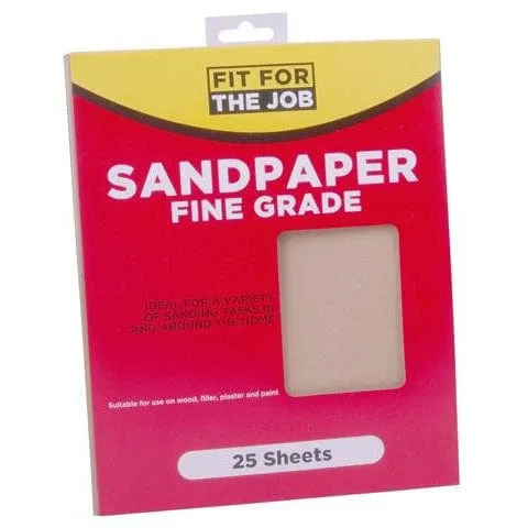 FFJ 25 Pack Of Sandpaper Sanding Sheets Fine Grit