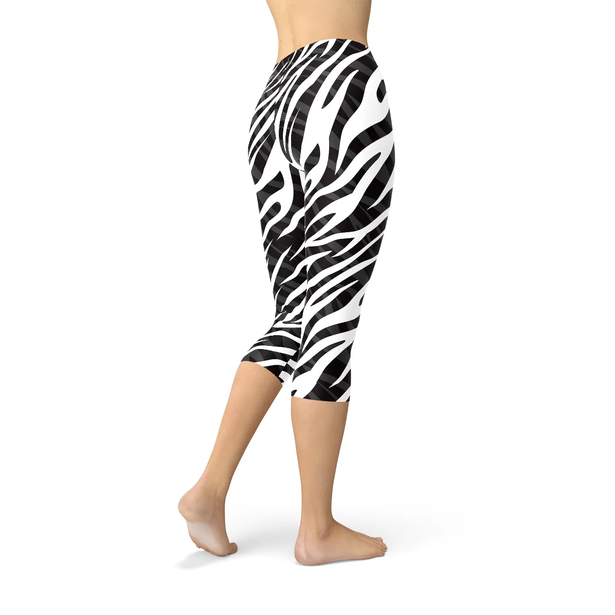 Fierce Zebra Graphic Women's Capri Fitness Leggings