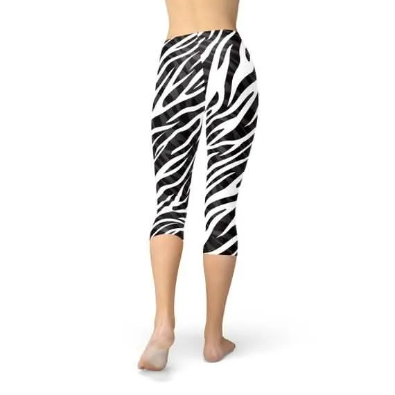 Fierce Zebra Graphic Women's Capri Fitness Leggings