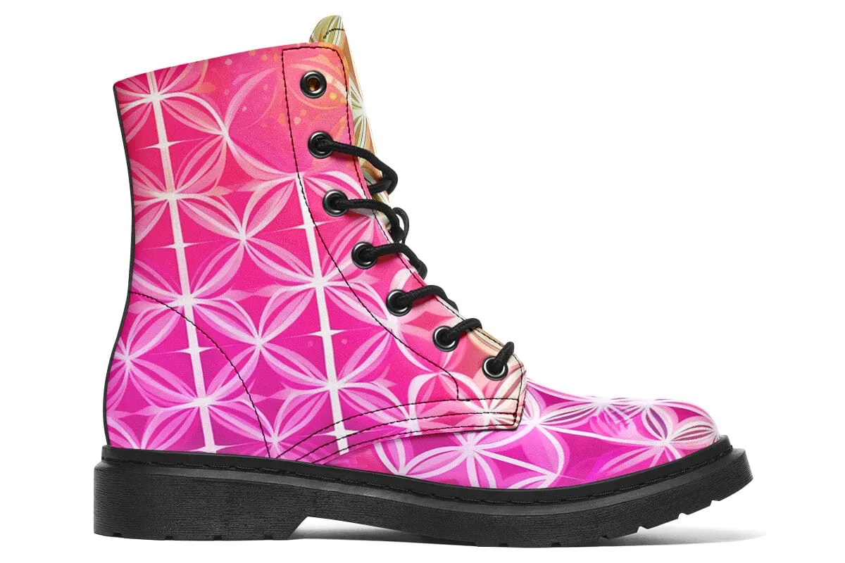 Flower Life Pink Sherbert Combat Boots