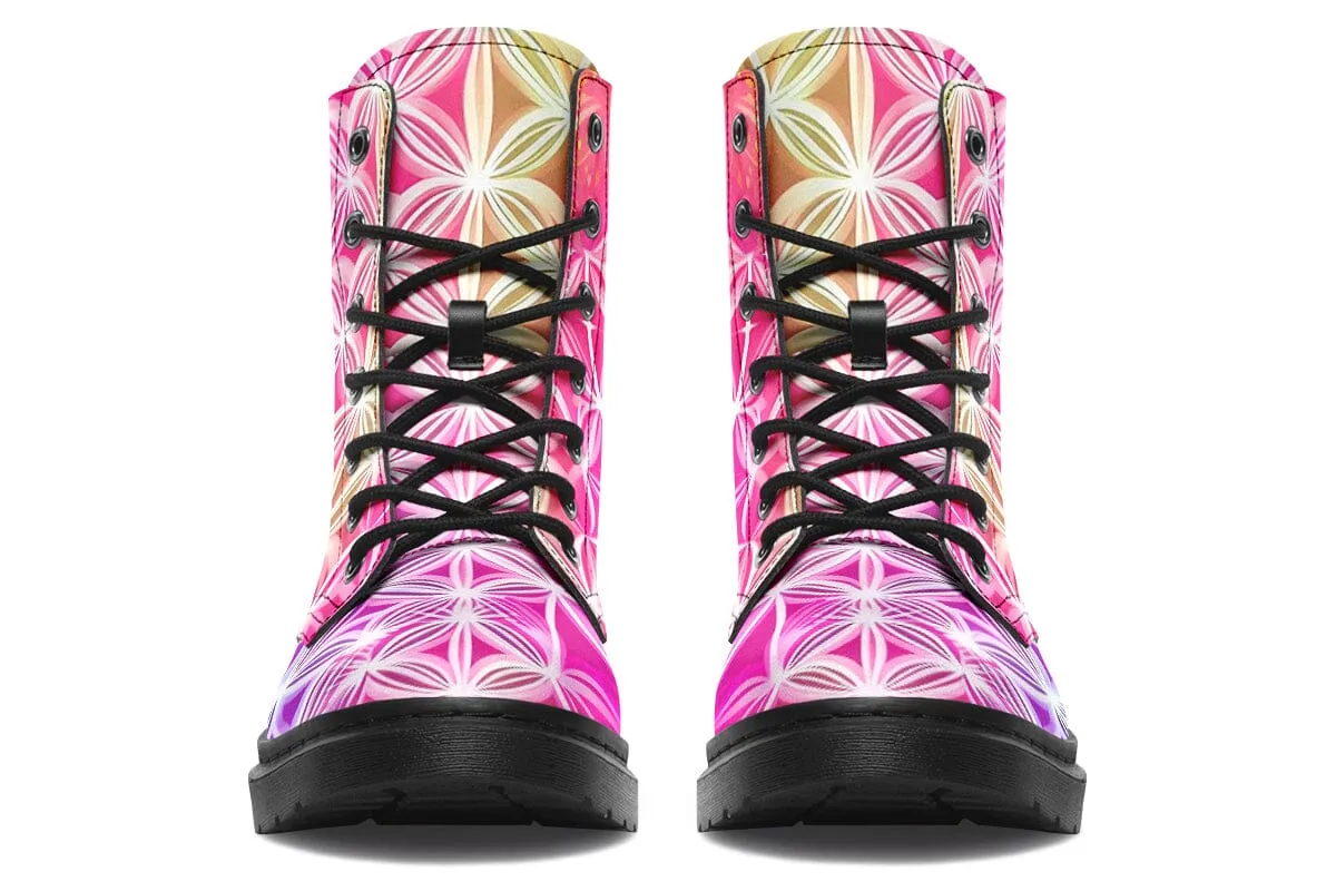 Flower Life Pink Sherbert Combat Boots