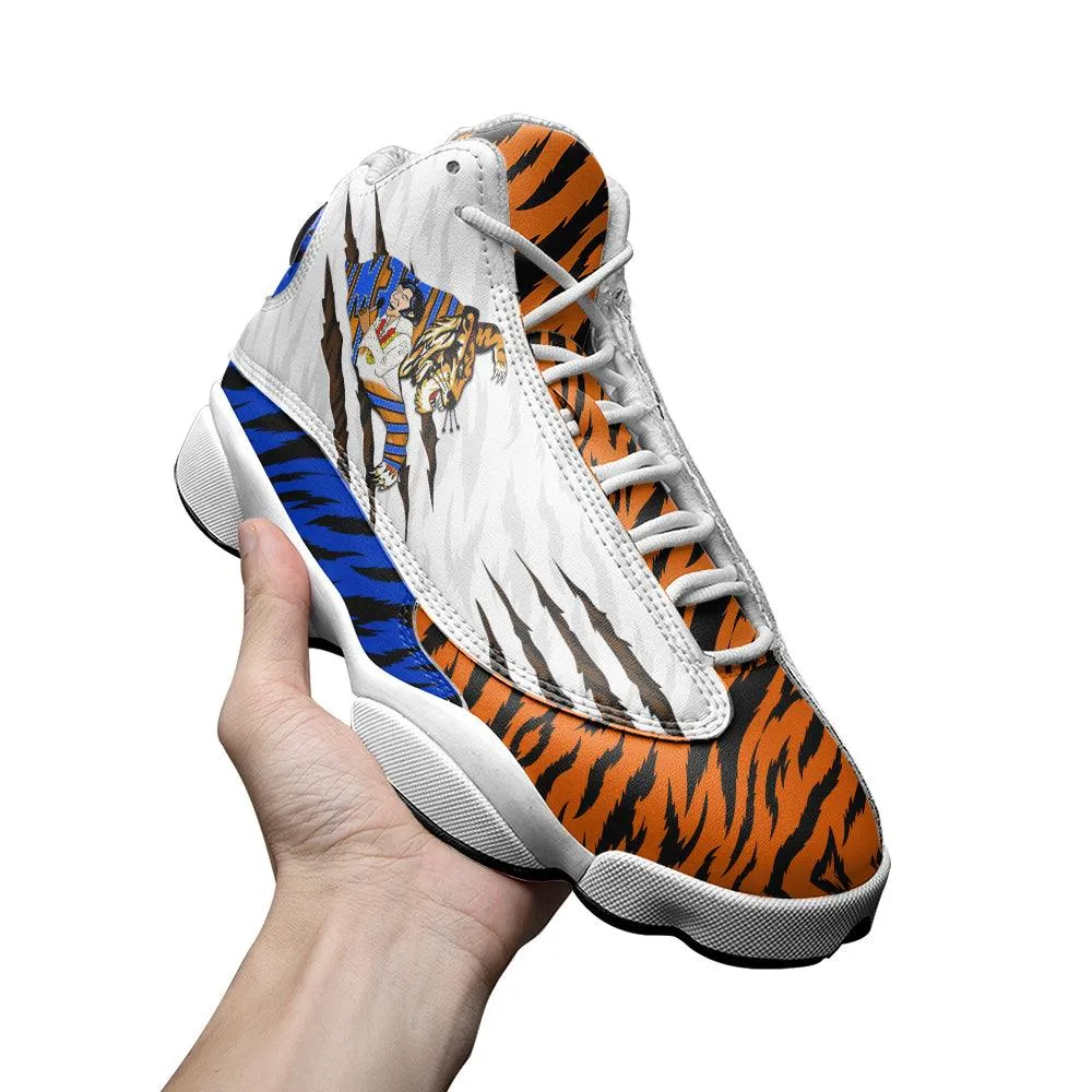 Gearhomie Elvis Tiger Art Unisex AJ13 Shoes White