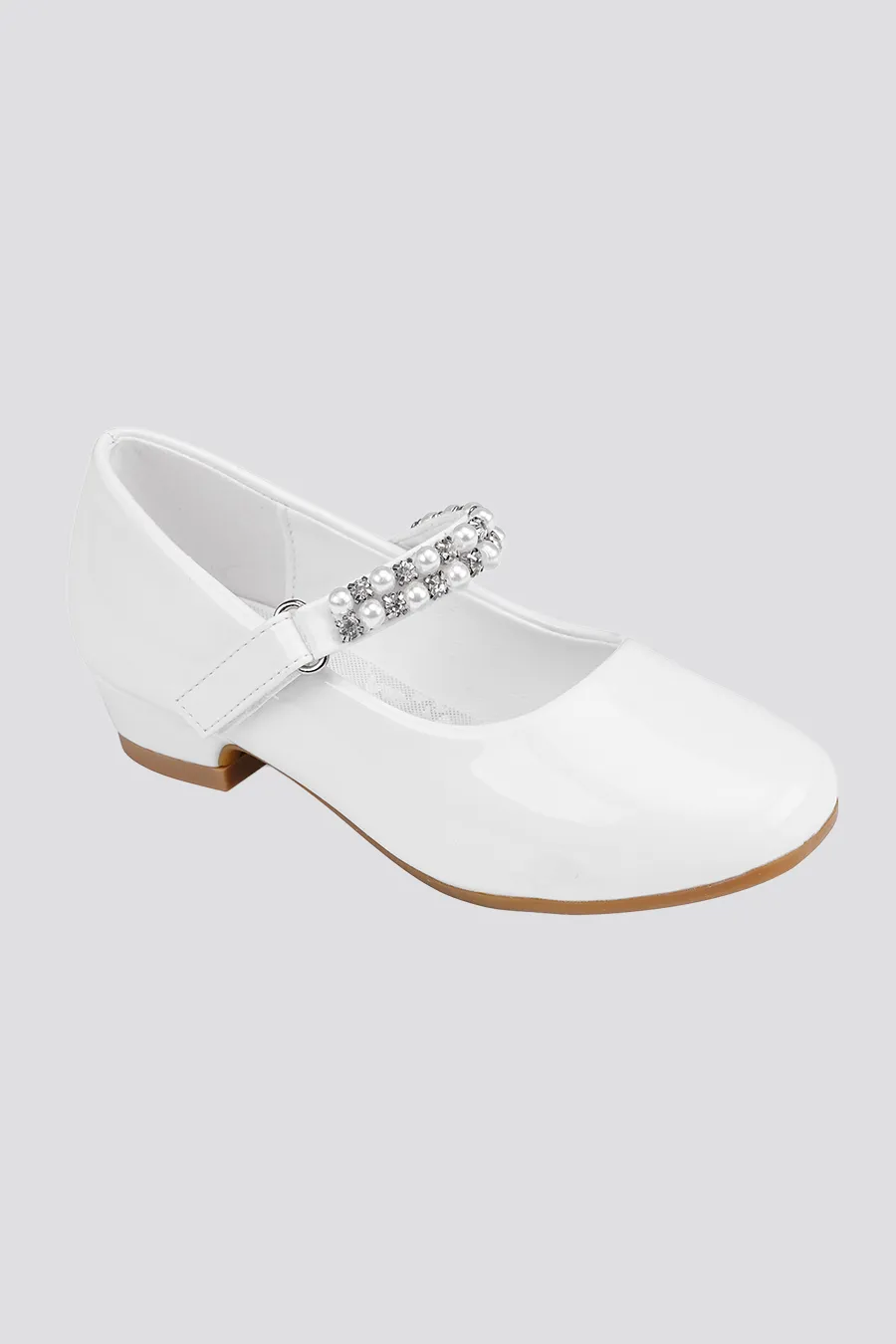 Girls Pearl and diamond strap Low Heel Mary Jane Dress Shoes